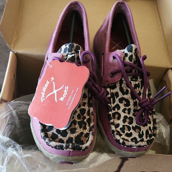 Twisted X Shoes - Twisted X Purple and Leopard Print Flats